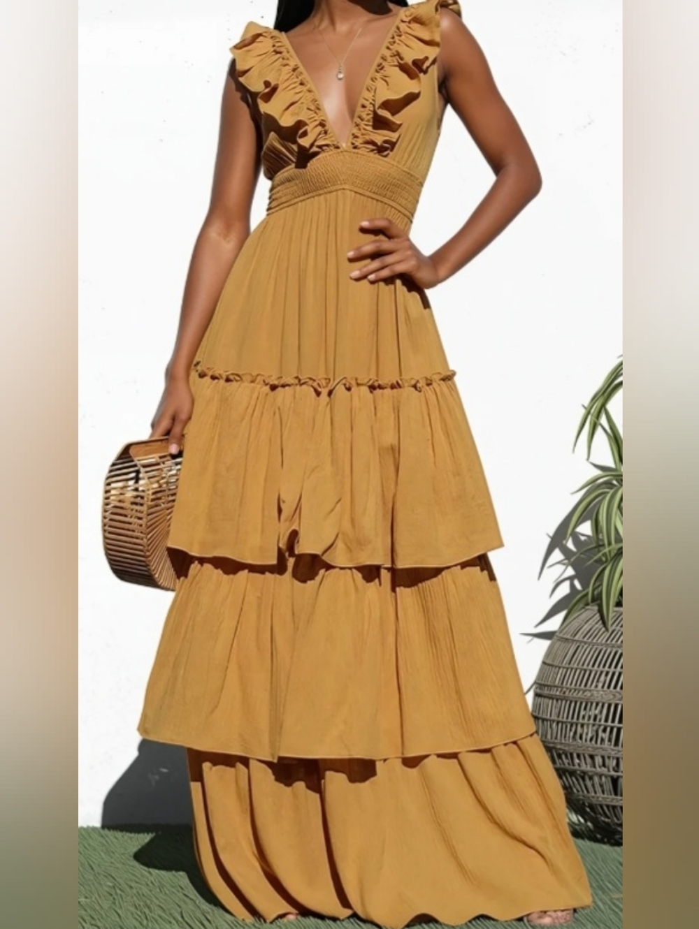 Golden Mustard  Maxi Dress - Women